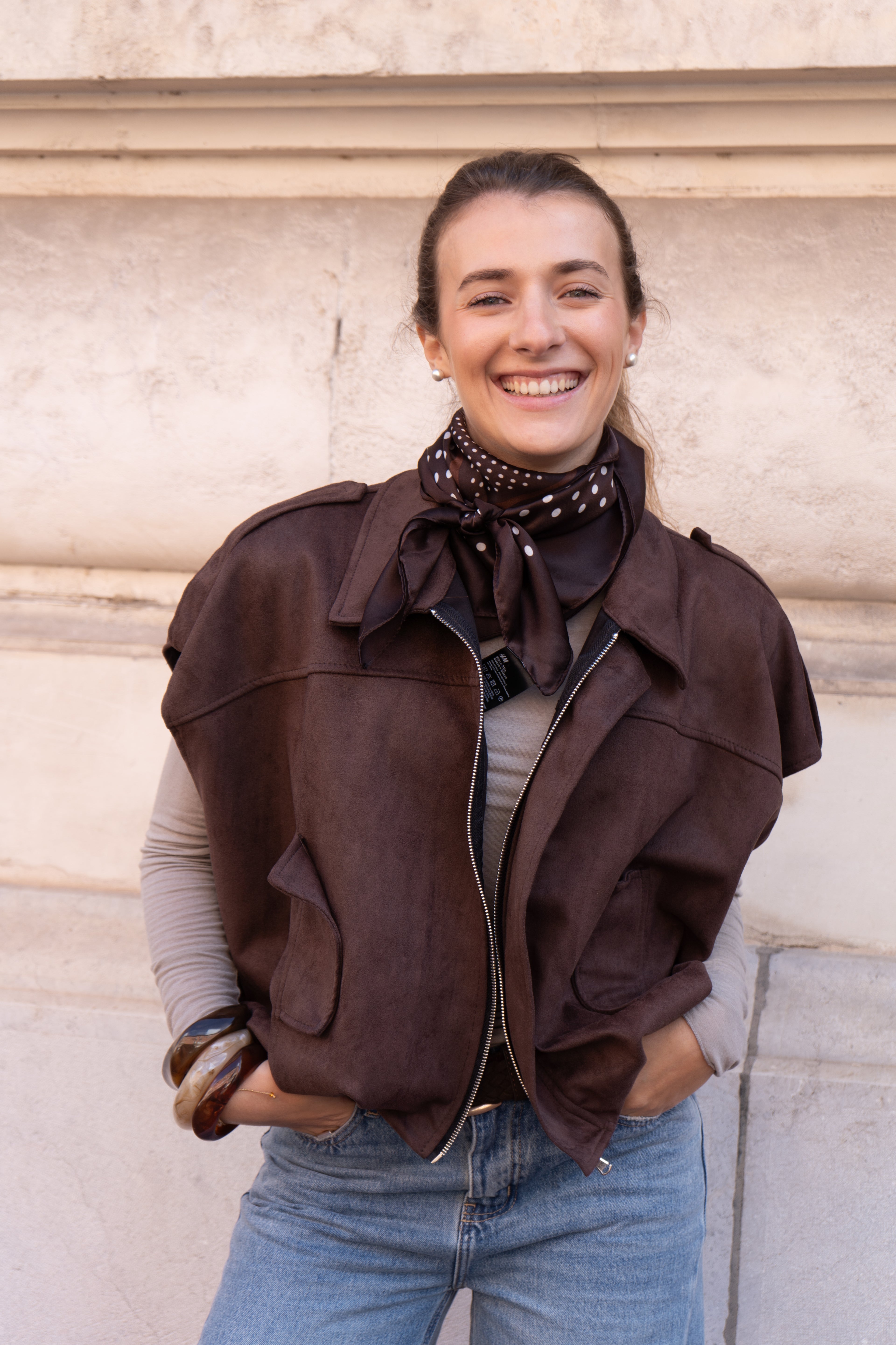 VESTE SANS MANCHE DAIM - MARRON