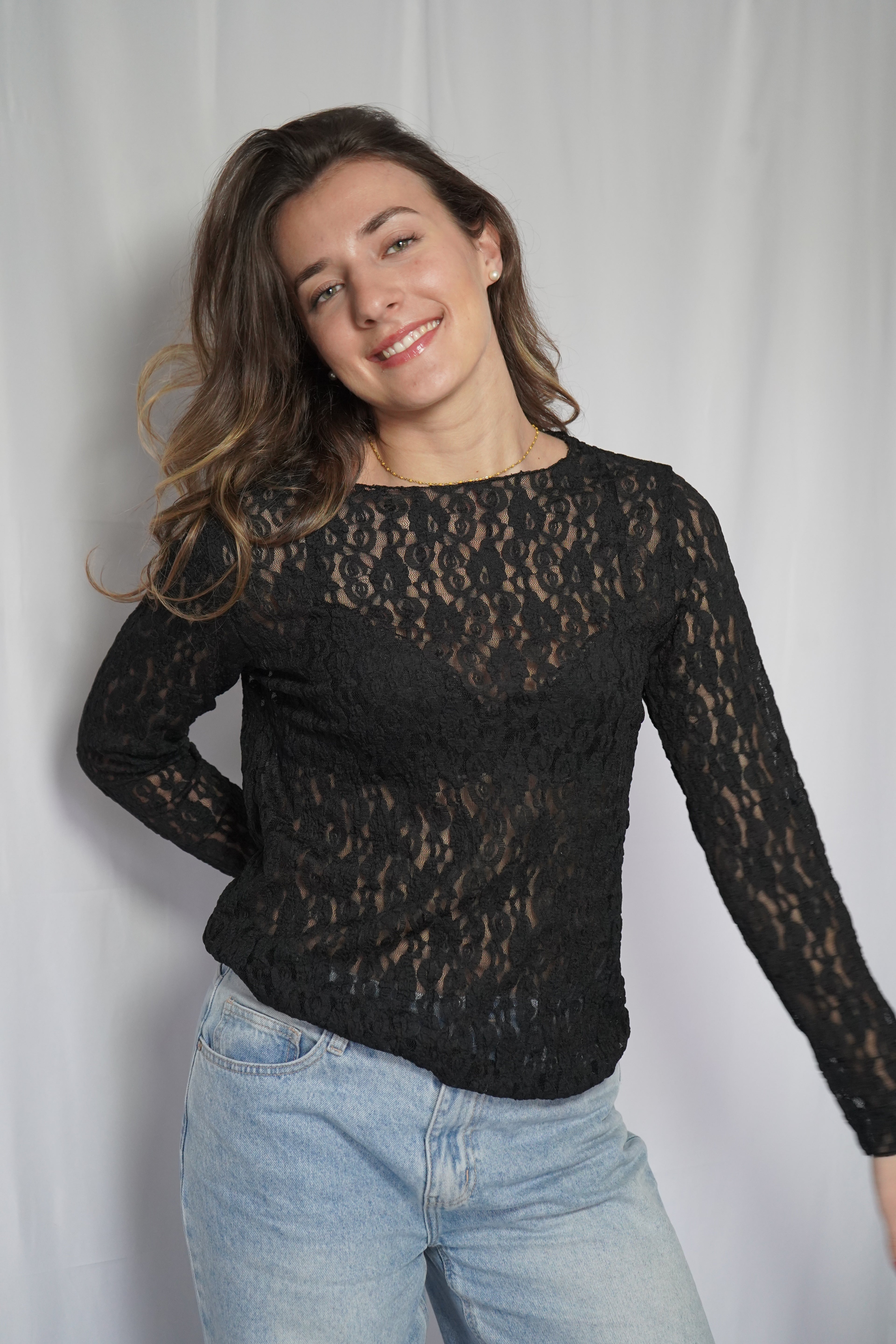 HAUT DENTELLE - NOIR