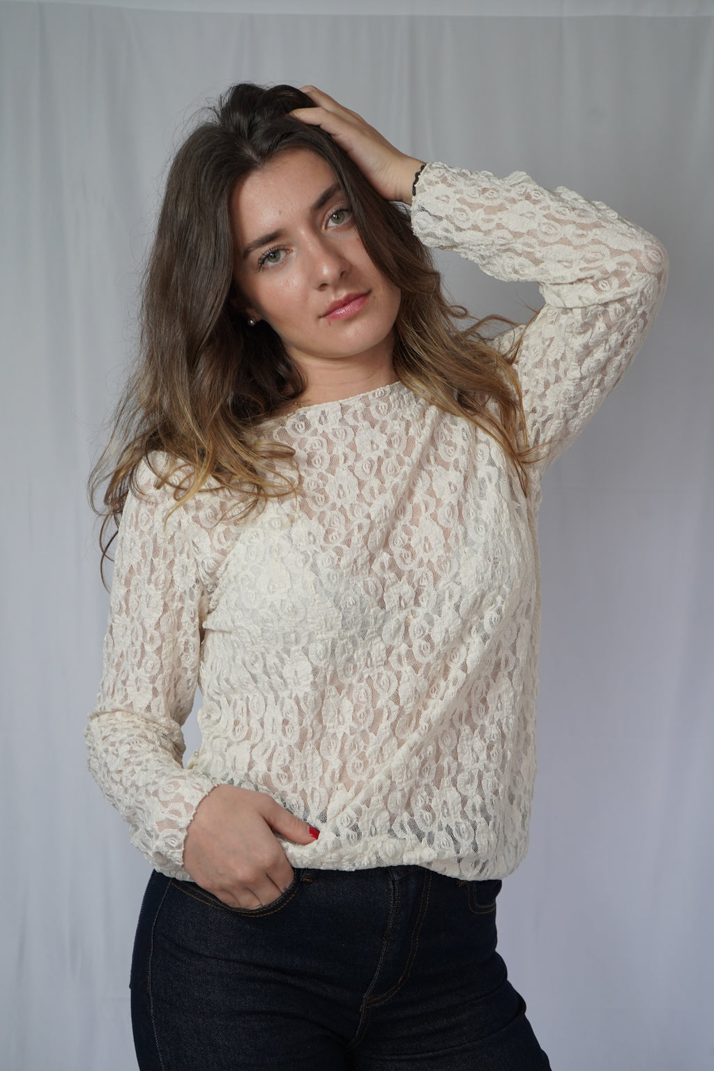 HAUT DENTELLE - BEIGE