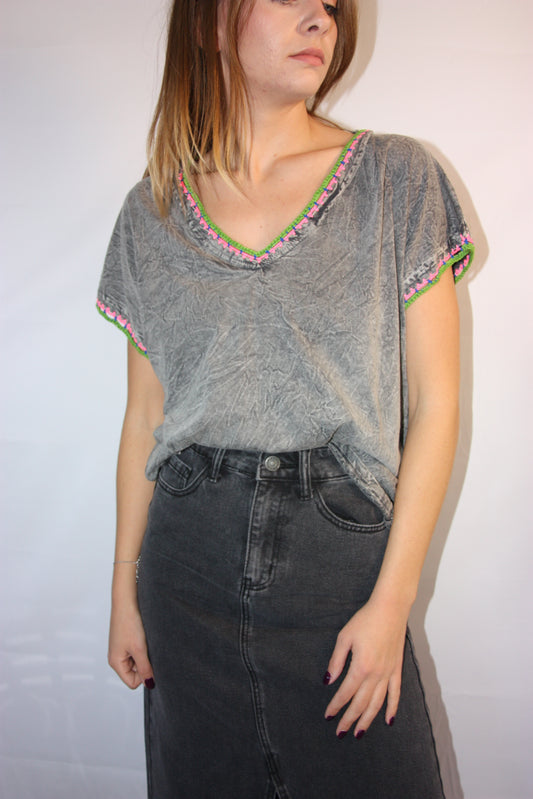 T-SHIRT AMBRE - GRIS